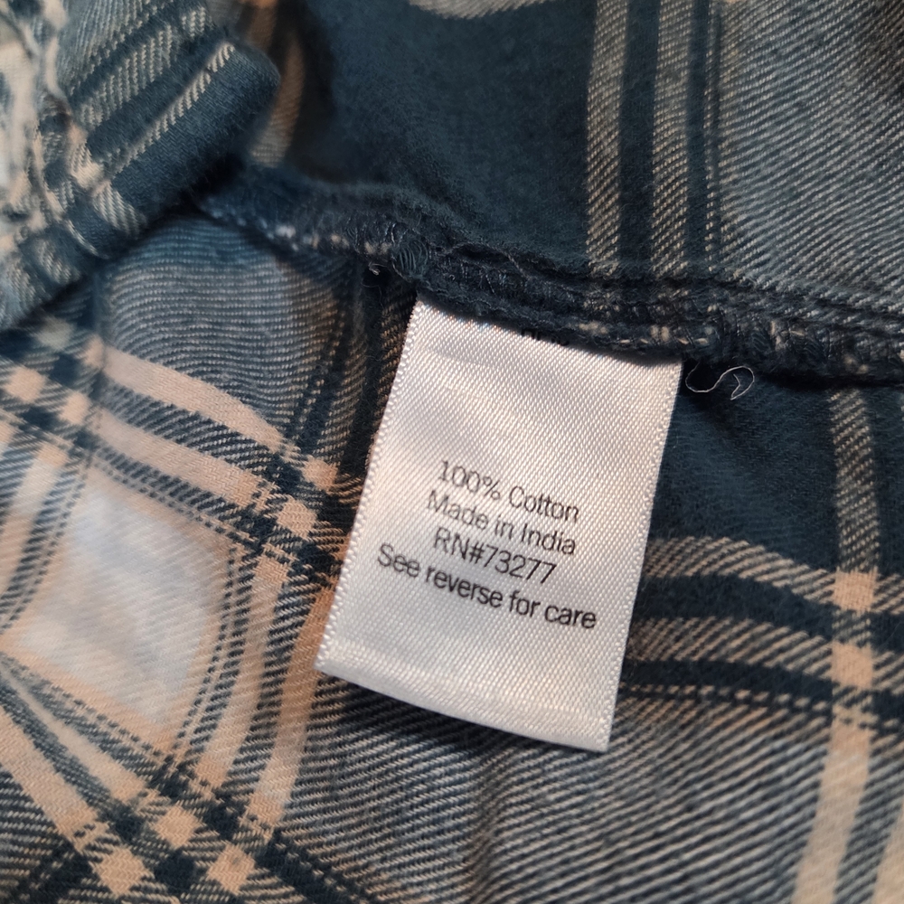 So Womens Soft Plaid Flannel-Style Shirt Cotton XL Green Plaid Button up Outdoor - Picture 11 of 12